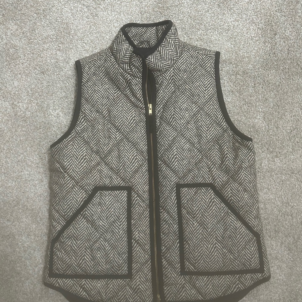 J. Crew quilted Vest with Black Trim